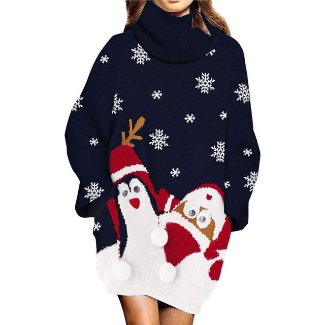 LAICAIW Robe Chandail Longue Ample à Col Roulé Oversize pour Femmes