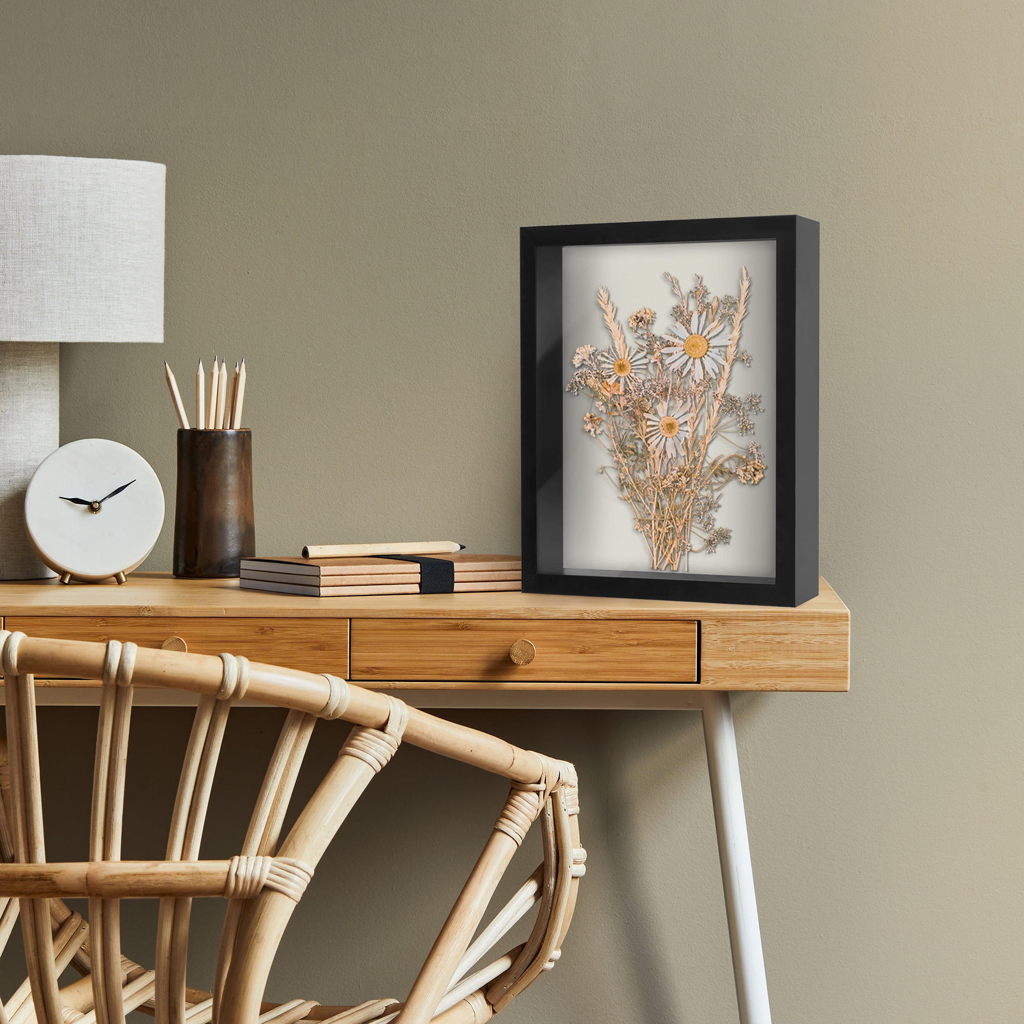 Americanflat 11x14 Shadow Box Frame in Black with Soft Linen Back - Engineered Wood with Shatter-Resistant Glass, and Hanging Hardware for Wall and Tabletop Display