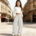 thumbnail image 5 of Glisme Big Girls Active Pants Curved Leg Sweatpants With Pockets Autumn Casual Girls Baggy Trousers, 5 of 6