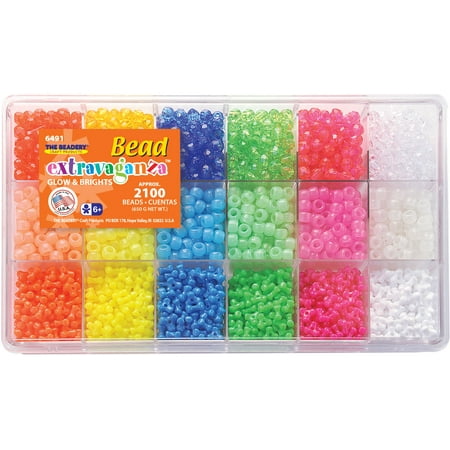 The Beadery Faceted, Neon & Glow Bead Box, 2100 beads