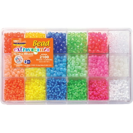 - The Beadery Faceted, Neon & Glow Bead Box, 2100 beads