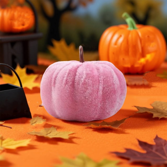 Set de decoración de calabaza de terciopelo | Calabazas coloridas de tela sintética | Centro de mesa de Halloween y Navidad | Duradero, reutilizable, sin ensamblaje | Elegante Material de Forro