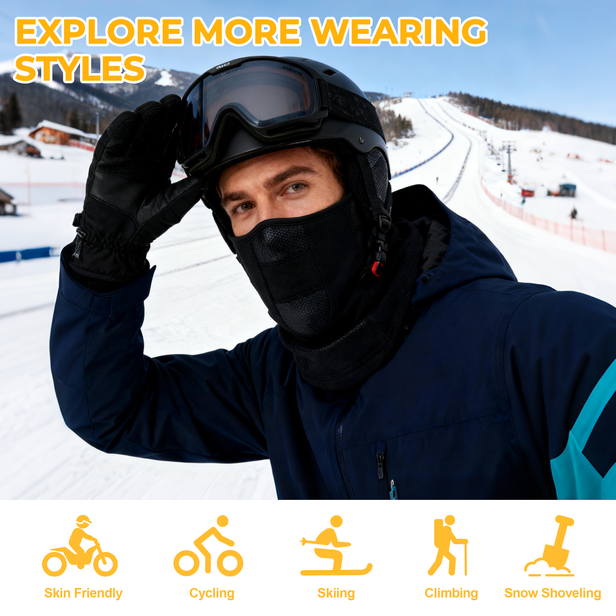Balaclava Ski Mask for Men and Women Thermal Full Face Mask Windproof Fleece Face Cover Hood Black