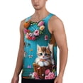 thumbnail image 2 of Fuzoiu Whimsical Cats and Flowers Scene Print Men's Workout Tank Tops,Sleeveless Gym Shirt Quick Dry,Fitness Bodybuilding T-Shirt,Muscle Athletic Workout Tee-Small, 2 of 7