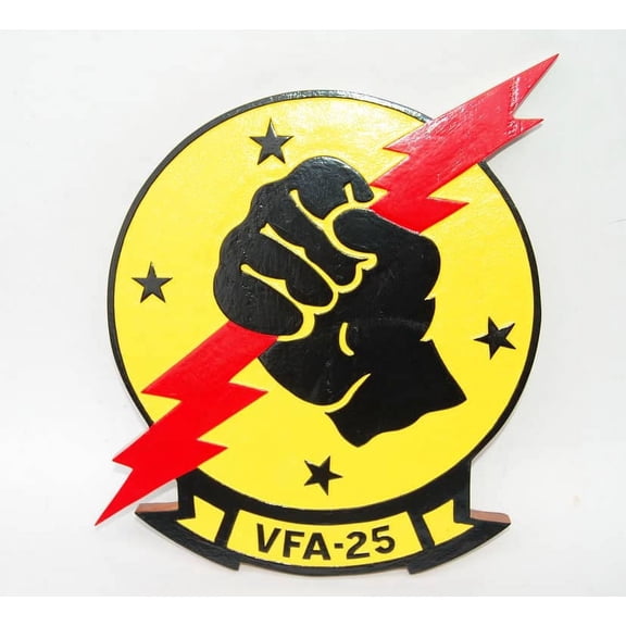 VFA-25 "Fist of the Fleet" Plaque, 14", Mahogany, Navy