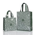 thumbnail image 4 of Bolso de compras de PVC con rayas verdes para mujer, bolso de hombro elegante y reutilizable, bolso de mano informal para el trabajo, 4 of 5