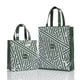 thumbnail image 4 of Bolso de compras de PVC con rayas verdes para mujer, bolso de hombro elegante y reutilizable, bolso de mano informal para el trabajo, 4 of 5