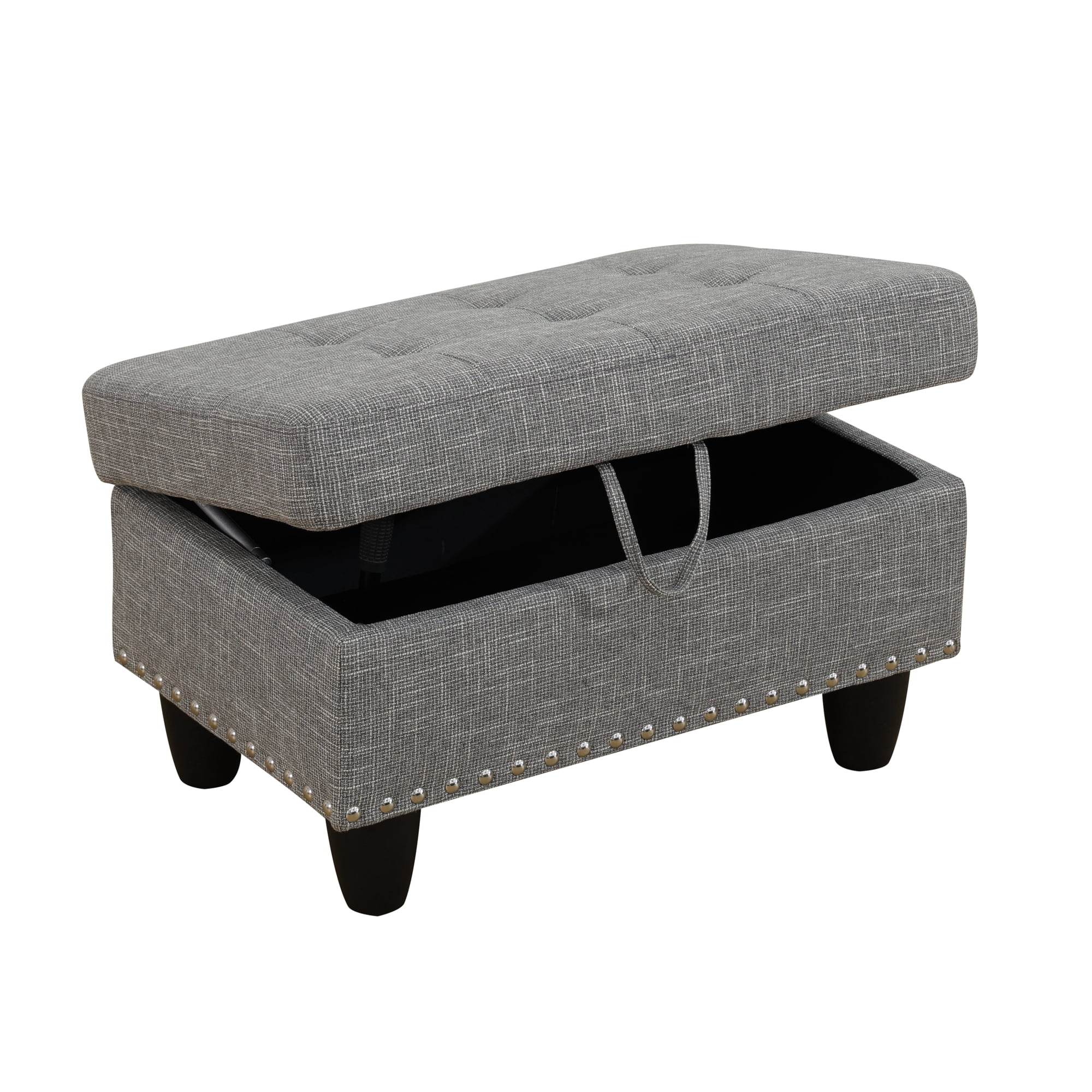 MAYEERTY Linen Ottoman with Storage for Modular Sectional Sofa, Grey