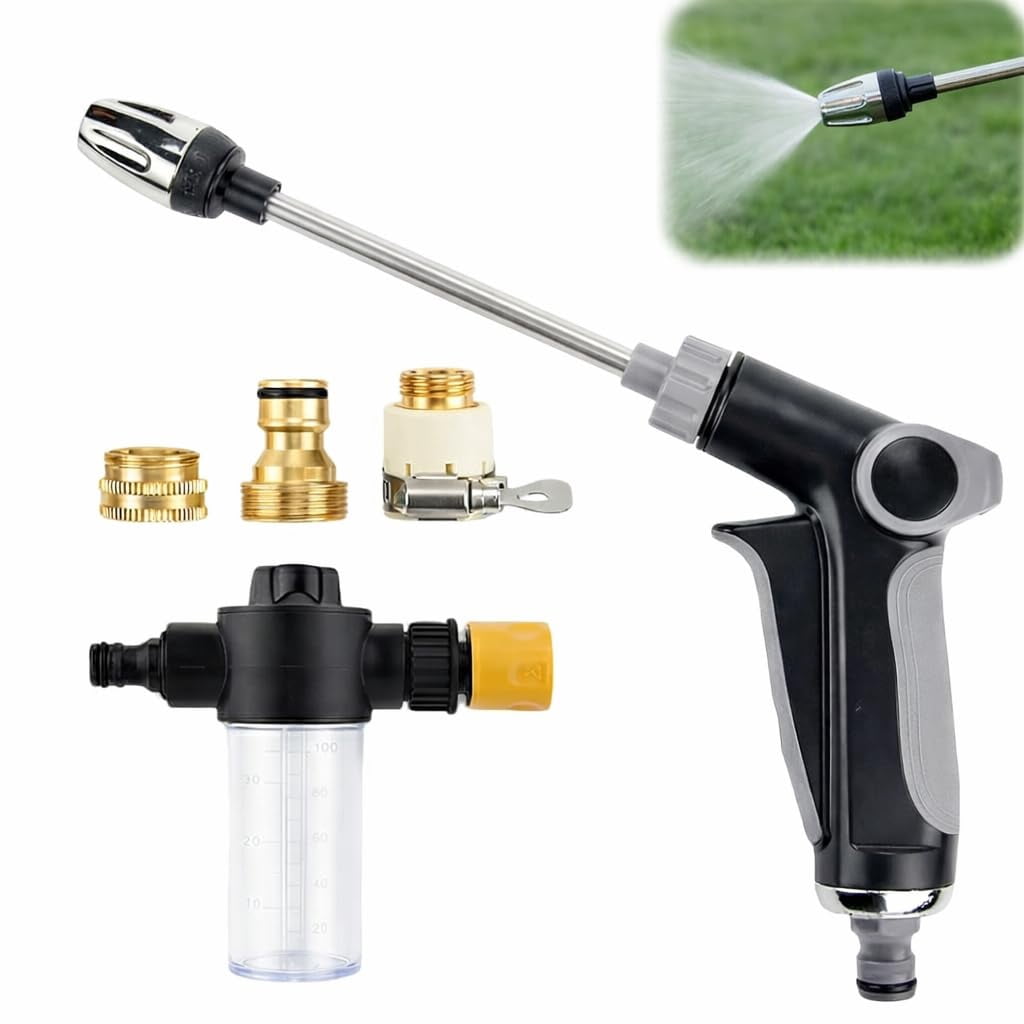 Heavy Duty Garden Hose Nozzle, High Pressure Water Cleaning Jet Sprayer, Multi-Function Lawn & Garden Hose Nozzle for Yard, House, Car & Pet Cleaning