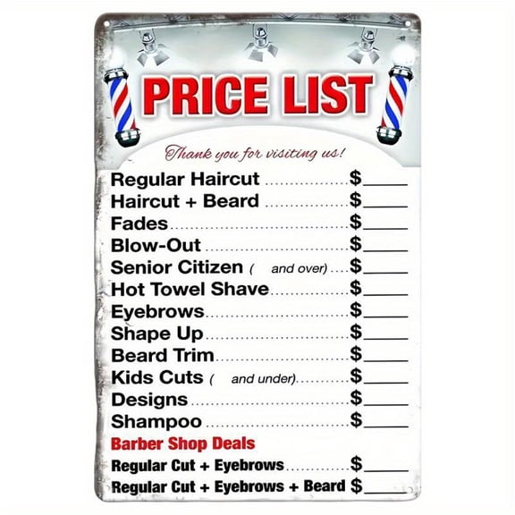 Vintage Barber Shop Price List, Barber Shop Metal Sign, Barber Shop Decoration, Hairdresser Gift, Wall Decoration for Home Salon
