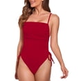 thumbnail image 1 of Trajes de baño de una pieza para mujer Trajes de baño de corte alto con lazo lateral Traje de baño de bikini con cordón sexy - Claret MFZFUKR BST3001332-2, 1 of 6