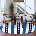 thumbnail image 4 of Sea Shark Black Blue Stripes Round Living Room Rugs 6 ft, Black White Stripe Texture Washable Area Rug with Non-Slip Sturdy Edge Binding Round Carpet for Kitchen Office Bedroom, 4 of 9