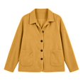 thumbnail image 4 of TtopsQueen Women’s Corduroy Button Down Shacket, Lapel Collar, Long Cuffed Sleeve, Dual Side Patch Pockets, Loose Drop‑Shoulder Oversized Shirt Jacket For Casual Street Going‑Out Yellow,S, 4 of 6