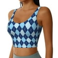 thumbnail image 2 of Fotbe Blue Squares Sujetador Deportivo Largo sin Aros para Mujer con Almohadillas y Soporte Medio, Transpirable y Absorbente, Camiseta Tipo Chaleco o Tank Top-Large, 2 of 8