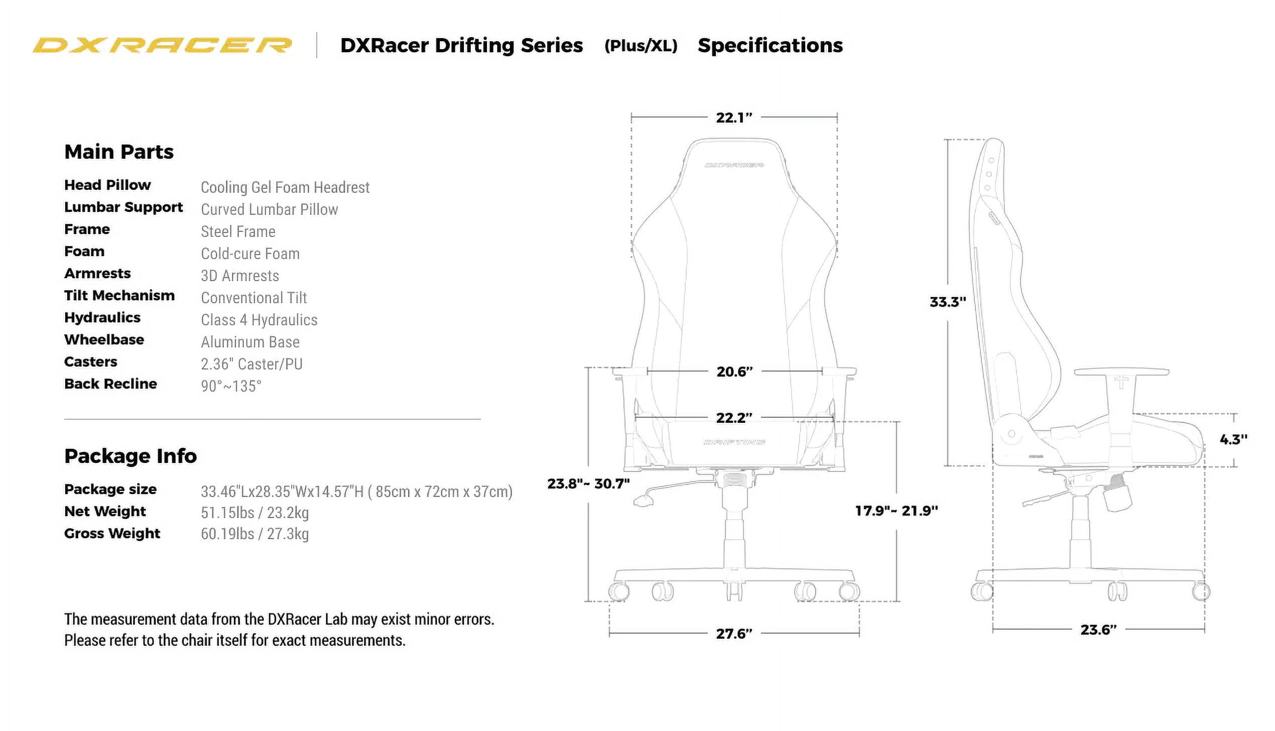 DXRacer Drifting Gaming Chair - Reclining Ergonomic Computer Office Chair with Lumbar Support & Head Pillow - Racing Computer Gamer Gaming Chair Recliner For Adults Teens, Extra Large, AUTUMN
