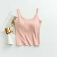thumbnail image 2 of hotojiny Women Lace Camisole Top Cute Sleeveless Scoop Neck Cami Shirt Ribbed Knit Workout Yoga Basic Padded Sleepwear, 2 of 3