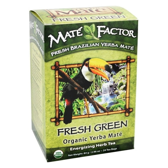 Mate Factor - Tisane Énergisante de Yerba Mate Biologique Vert Frais - 24 Sachets de Thé