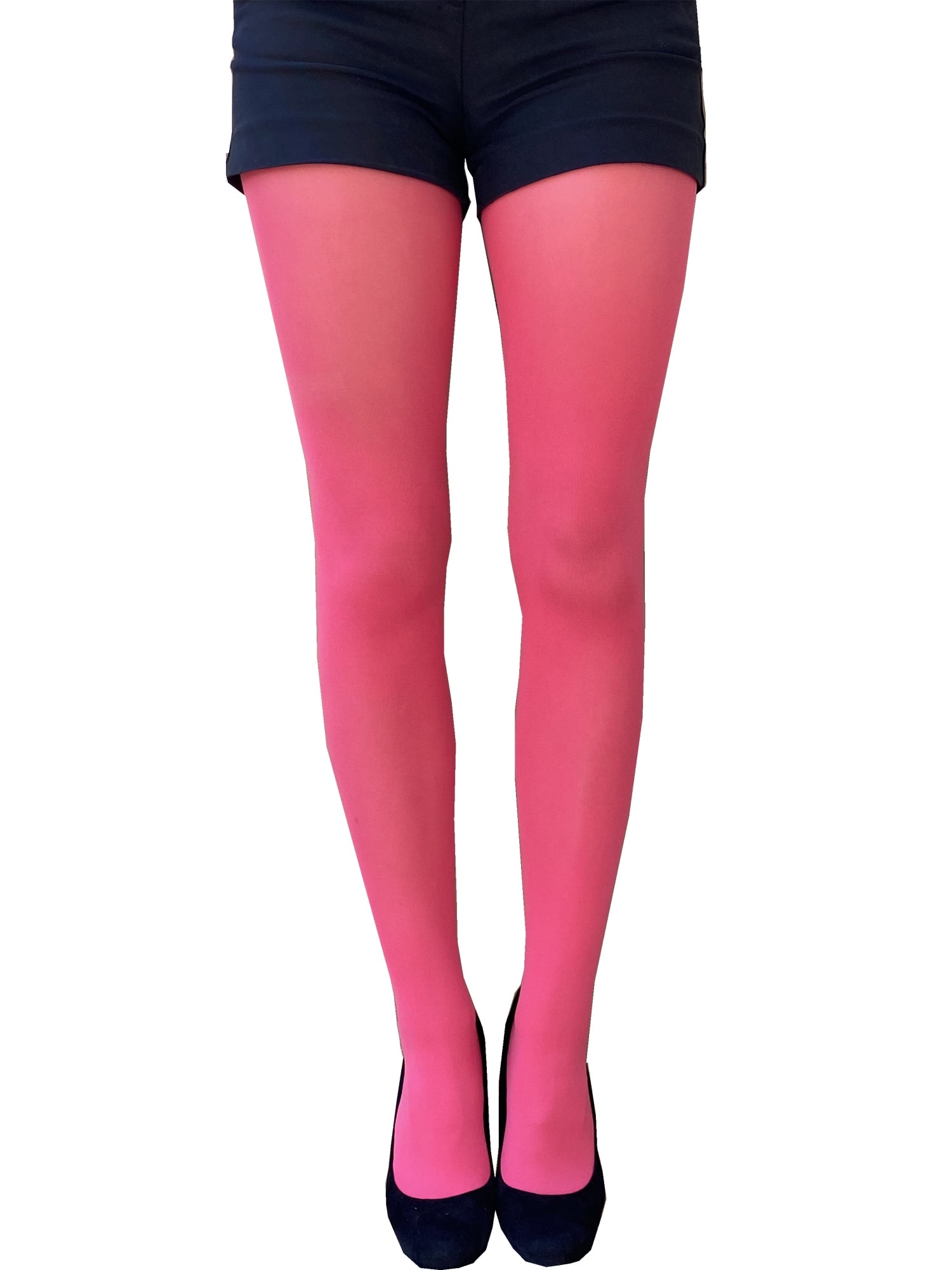 Coral Pink Opaque Full Footed Tights, Pantyhose for Women 