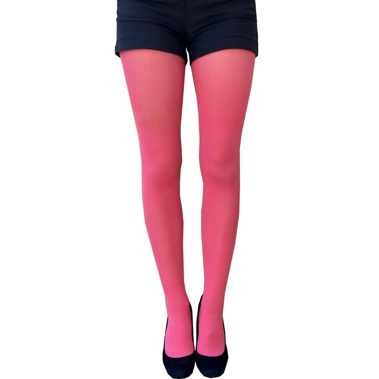 Coral Pink Opaque Full Footed Tights Pantyhose for Women