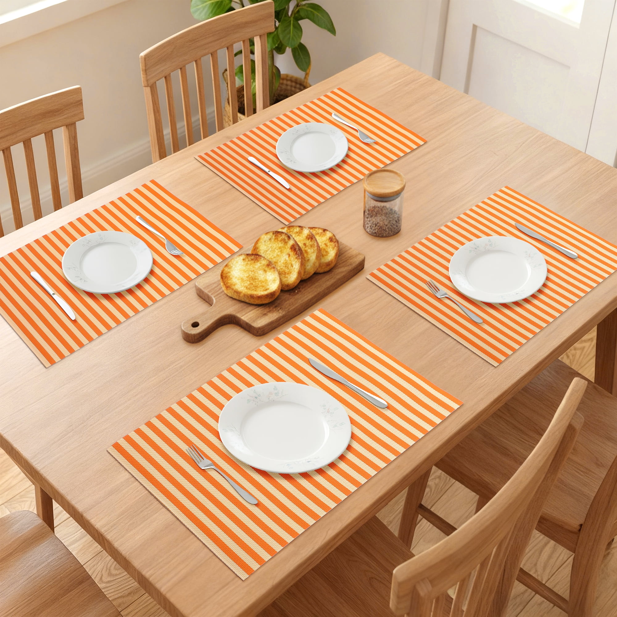 Unique Bargains Set of 6 Woven Placemats Washable Kitchen Mat Yellow