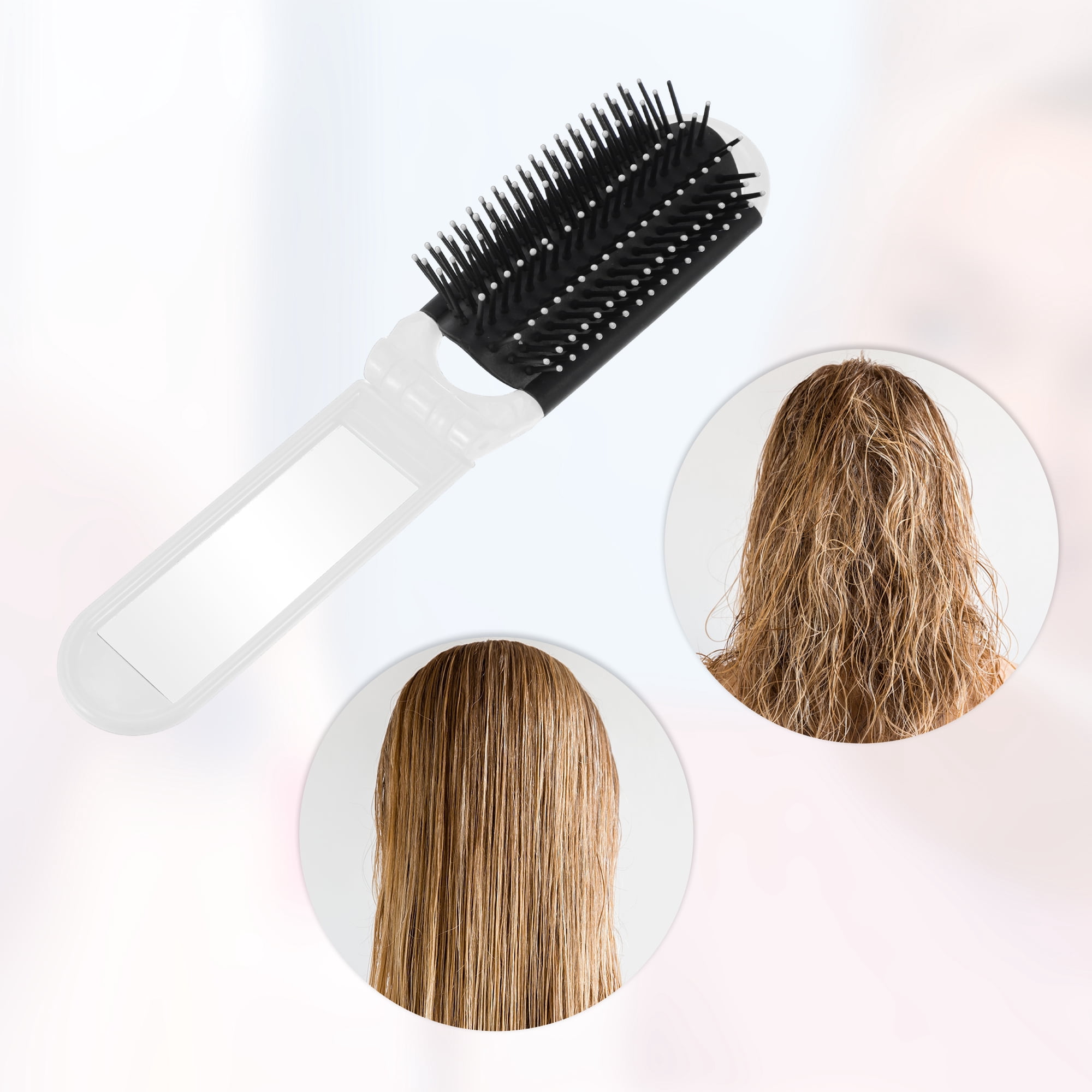 Unique Bargains 1Pc Portable Foldable Mirror Comb White