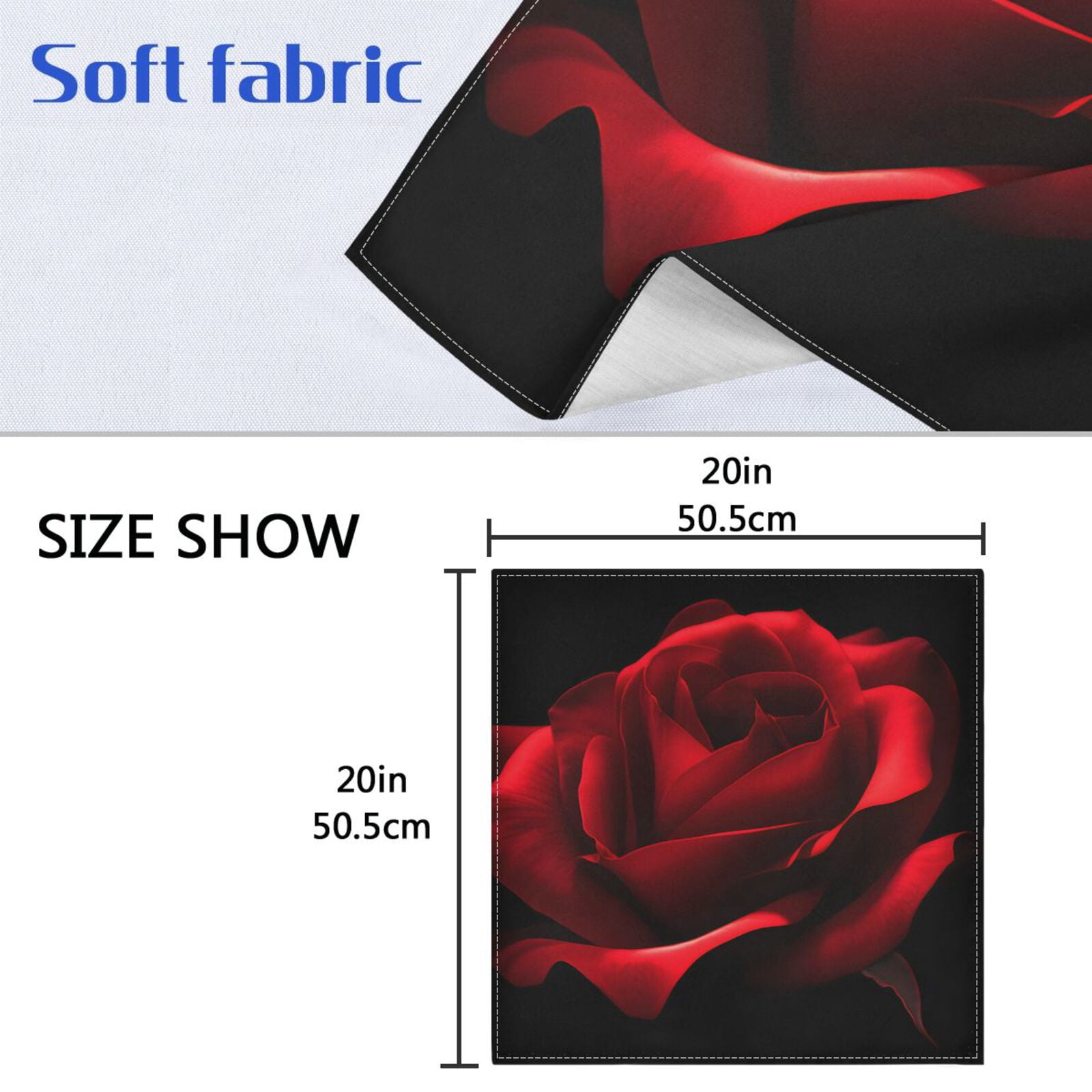 JSTEL Blooming Rose Flower Closeup Cloth Napkins Set of 6, 20x20 Inch Washable and Reusable Napkin for Decoupage Dinner Party Everyday Use
