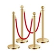 thumbnail image 1 of VEVOR 4 Pcs Gold Stanchion Post 2 Red Velvet Ropes Sand Injection Hollow Base, 1 of 9