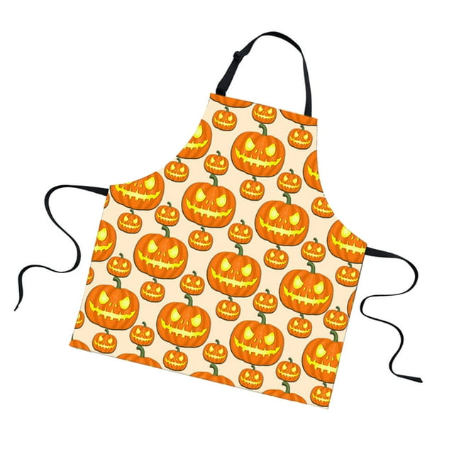 Delantal De Halloween Correa Ajustable Sin Impermeable Unisex Babero De Cocina Calabaza