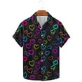thumbnail image 2 of WREESH Mens Valentine Button Up Shirts Short Sleeve Hawaiian Shirt Summer Casual Beach Tops Multicolor, 2 of 5