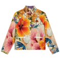 thumbnail image 4 of Jackets for Women Winter Coat Jackets Flannel Stand Collar Jacket(Vibrant Floral Tropical Bird Art,Size:S-4XL), 4 of 7