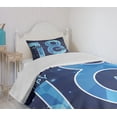 thumbnail image 4 of Ambesonne Blue Quilted Bedspread Set 2 Pcs, Galaxy Star Birthday, Twin Size, Dark Blue and Sky Blue, 4 of 6