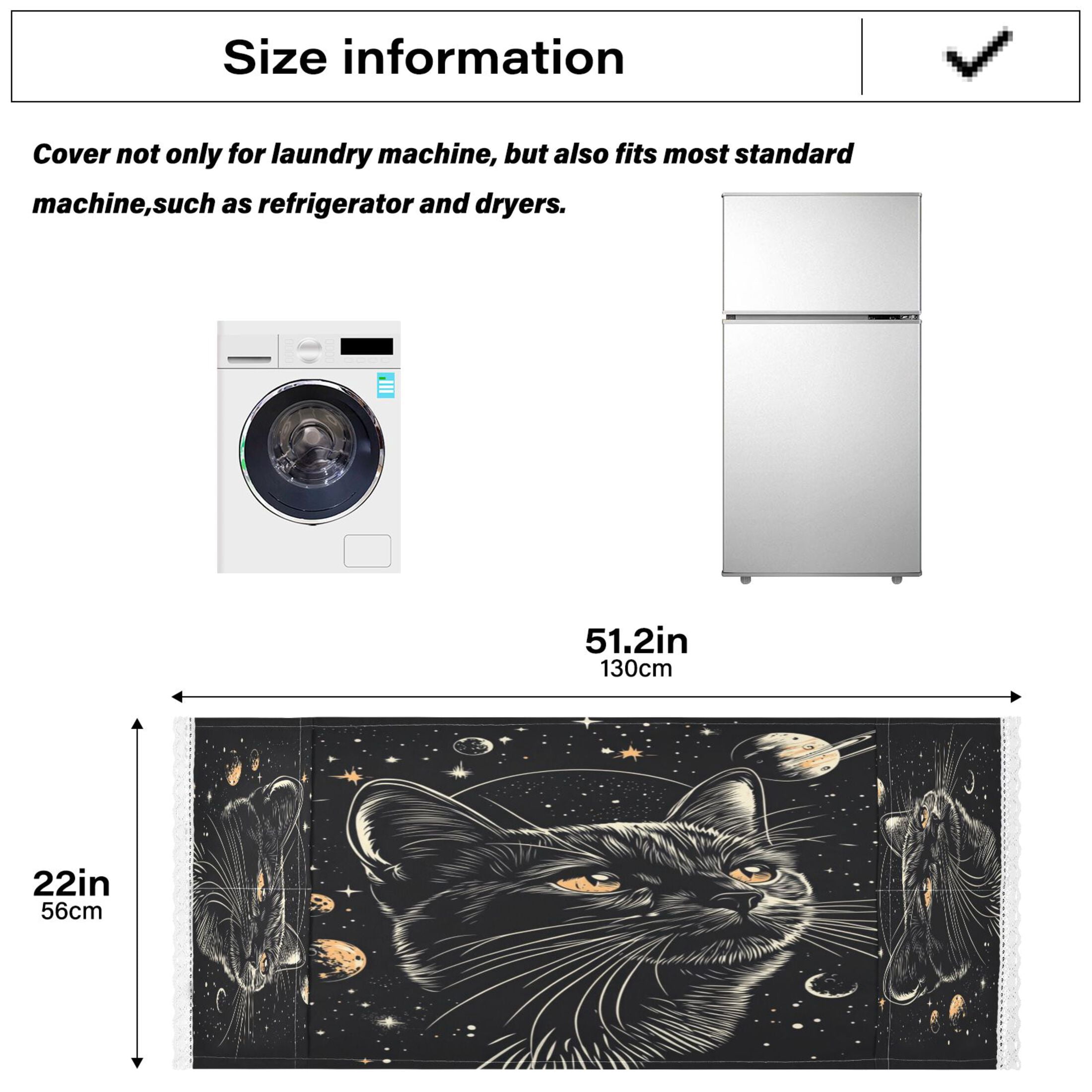 WOBOGO Cat in Space Pattern Washing Machine Cloth Dryer Refrigerator Top Cover Protective Non-Slip Mat For Kitchen Laundry