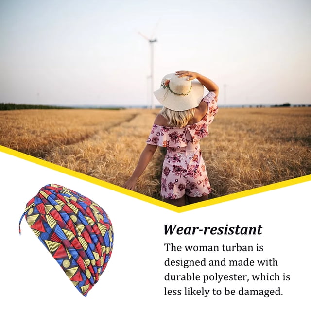 Ladies Turban Polyester Reusable Washable Foldable Decorative Cap Indoor Outdoor Walking Working Head Bonnet Beanie Triangular Blue