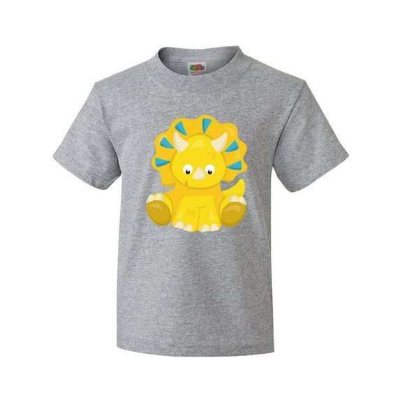 Inktastic Cute Yellow Dinosaur, Baby Dino, Triceratops Youth T-Shirt