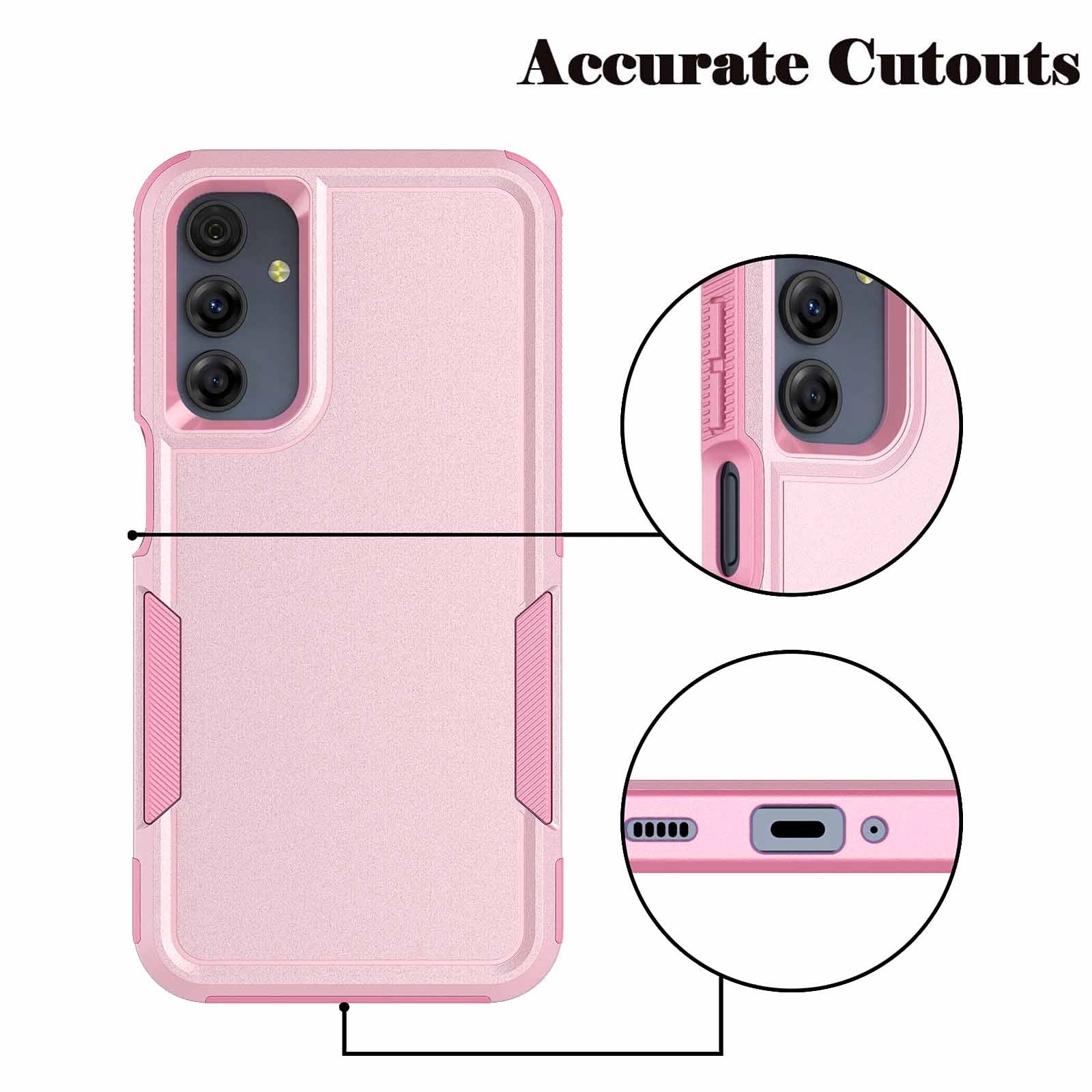 Samsung Galaxy A16 Case,Sturdy Phone Case for Galaxy A16 2025 6.7 inch,Njjex Shockproof Protection Heavy Duty Armor Hard Plastic & Rubber Rugged Bumper 2-in-1 Case Cover-Pink