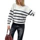 thumbnail image 1 of Suéter Corto de Cuello Redondo para Mujer, Larga, Tejido Grueso, Estilo Jersey, Ideal para Otoño Azul y M, 1 of 7