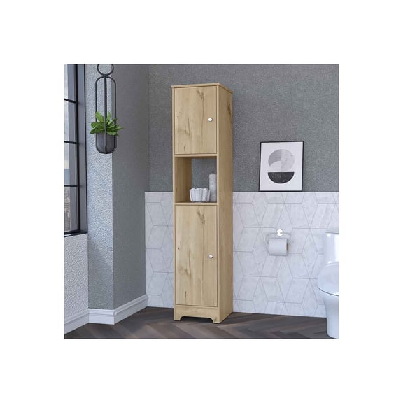 FM FURNITURE Charlotte Linen Cabinet, 2 Single Door Cabinet, Division, One Shelf