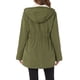 thumbnail image 3 of Abrigo parka para mujer INSPIRE CHIC con cinturón, bolsillos, mangas largas y capucha de piel sintética en verde militar, 3 of 6