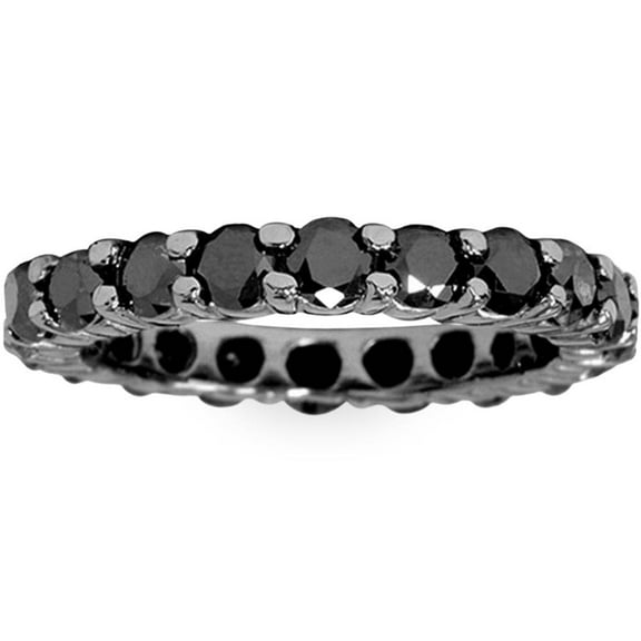 Pompeii 2 CT Black Diamond Eternity Ring 10K Black Gold (Black,)