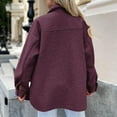 thumbnail image 4 of ABATAB Women's Winter Warm Fleece Shacket Jackets Soft Button down Casual Long Sleeve Lapel Neck Warm Outerwear with Chest Pockets(X-Large,Wine), 4 of 7