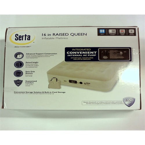 Serta Bed Raised Queen Size Airbed Internal Ac Pump 16