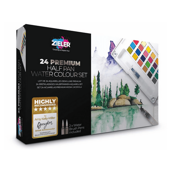 Zieler Premium 24 Half Pan Watercolor Set with Detachable Palette