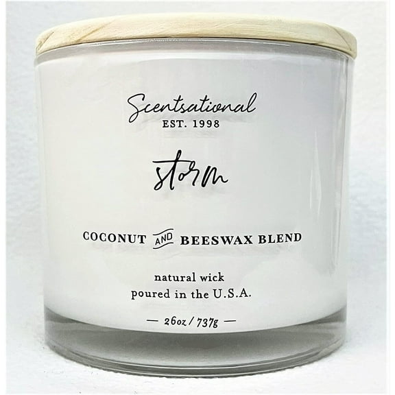 Natural Coconut   Beeswax Scented Candle Storm XL White Jar with Wooden Lid, 26 Oz.