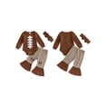 thumbnail image 2 of Loicainy Infant Baby Girl Fall Outfits 3 6 12 18 Months Rugby Print Long Sleeve Romper Flare Pants Headband, 2 of 9