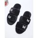 thumbnail image 2 of Rhinestone Butterfly Decor Fluffy Slippers,Women's Four Butterfly Adhesive Decorative Double-strap Flat Slippers, Black Furry Casual Slip-resistant Be, 2 of 5