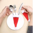 thumbnail image 3 of Juego de cubiertos Decoración navideña Sombrero navideño Adorno de botella de vino (rojo) (10 piezas), 3 of 5