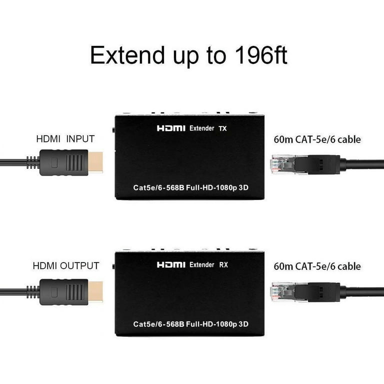 SatelliteSale HDMI Converter Over Ethernet RJ45 Cat 5e/6 Cable PVC Bla