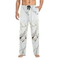 thumbnail image 5 of Men's Pajama Pants White and Gold Marble Cotton Long Sleepwear Lounge Pants S, 5 of 7