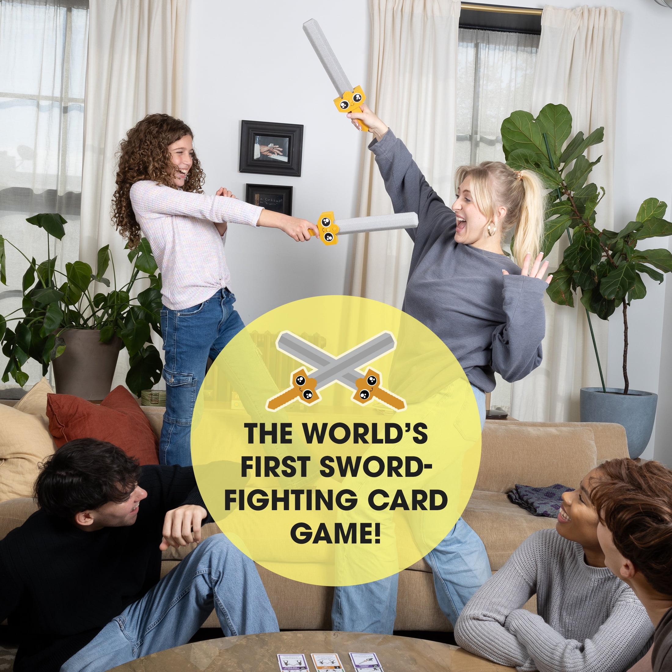 Let’s Hit Each Other with Fake Swords by Exploding Kittens - 3-6 Players - Ages 7+ - 15 Minutes to Play - a Sword Fighting Card Game - Party Game for Kids