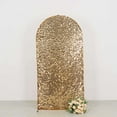 thumbnail image 4 of Efavormart Sparkly Gold Big Payette Sequin Fitted Chiara Backdrop Stand Cover for Round Top Wedding Arch - 7ft, 4 of 6